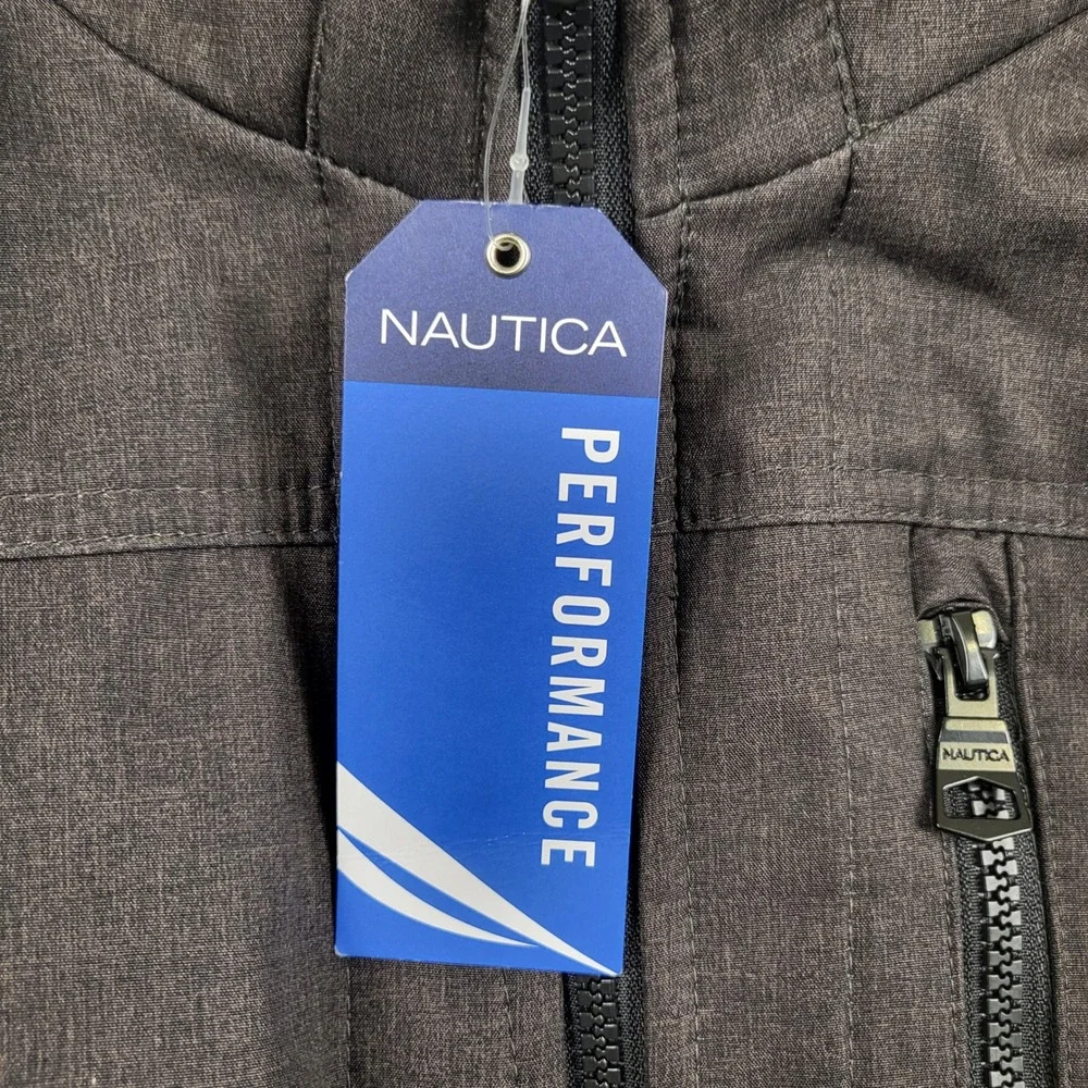 Nautica Performance Hooded Jacket Men S Water Resistant Wind Resistant Dark Gray